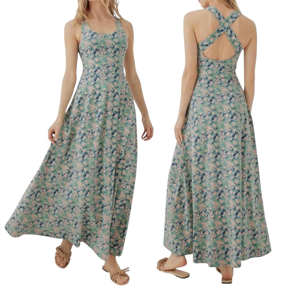 Pact Floral Maxi Dress - Blue and Green